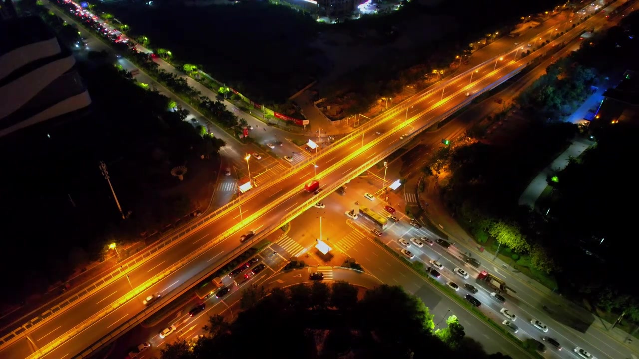 夜晚城市路口景观视频素材