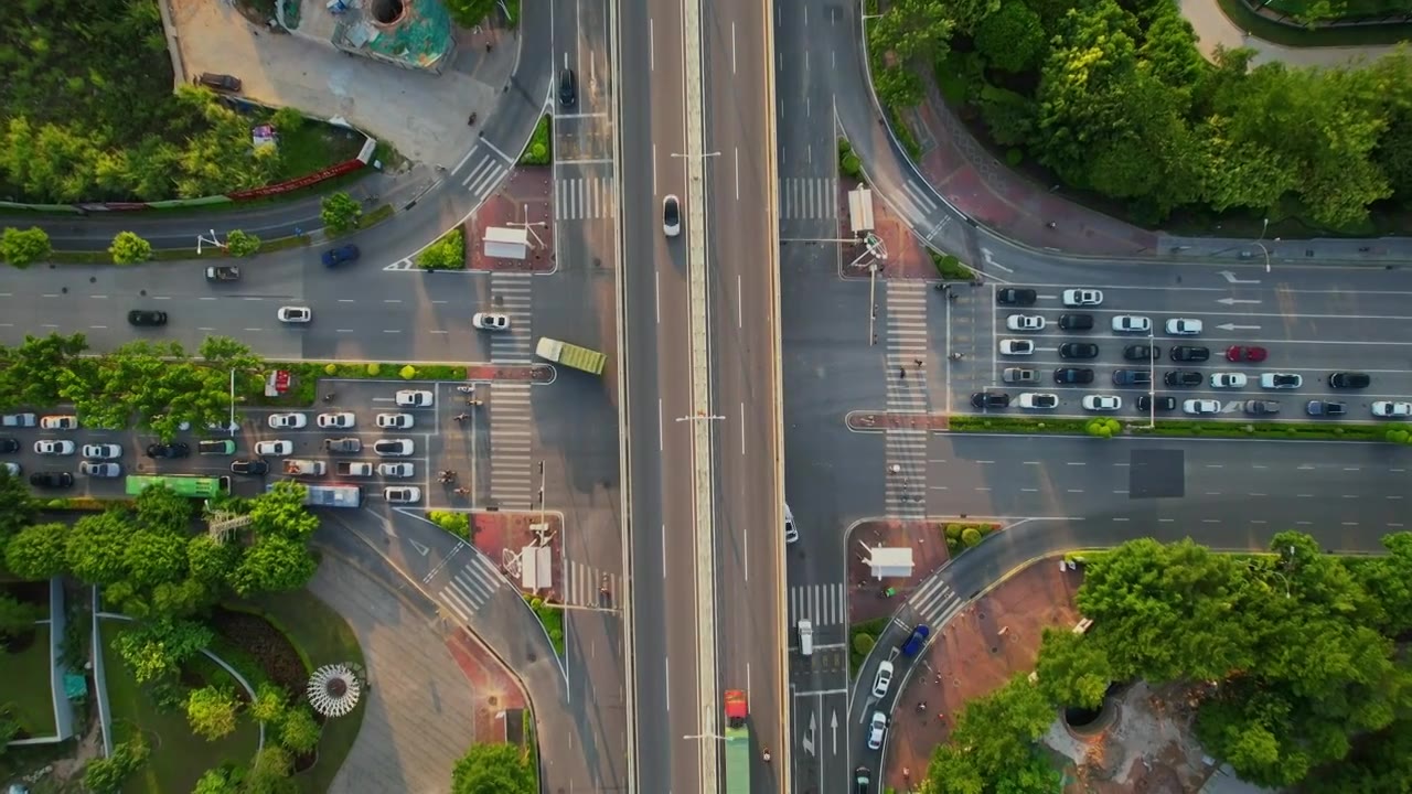 航拍城市路口景观视频素材