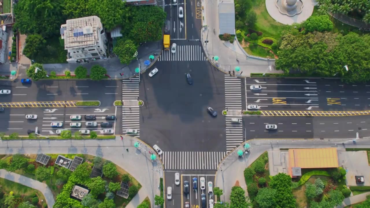 航拍厦门城市路口交通延时景观视频素材