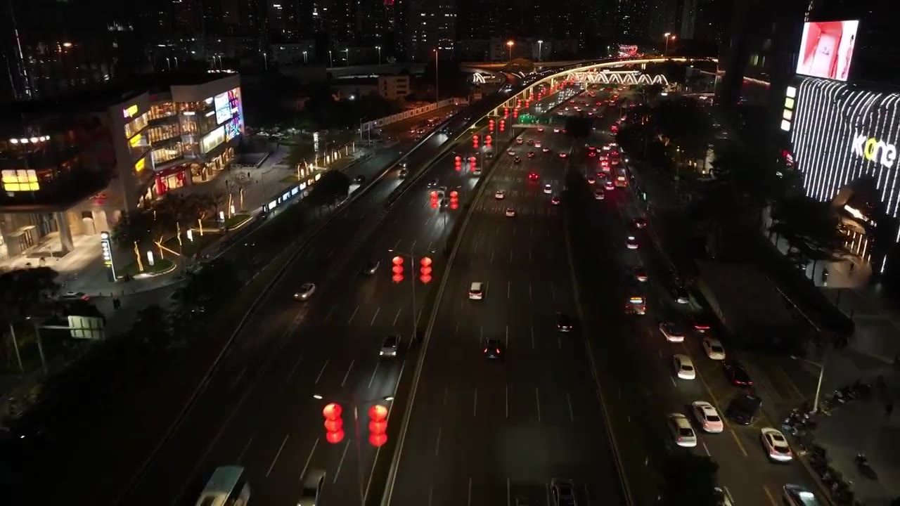 航拍深圳福田高峰车流视频素材