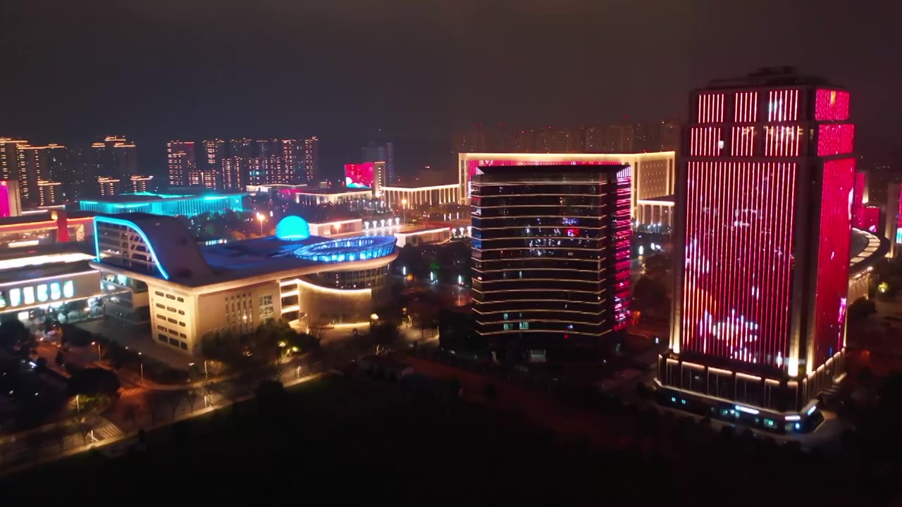 航拍江西吉安城南美丽的夜景视频素材