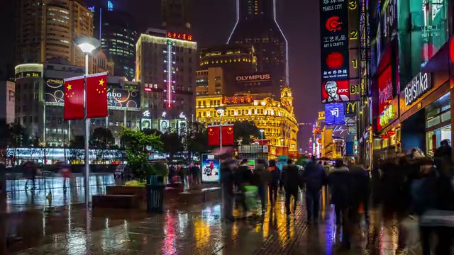 上海南京路夜景延时摄影视频下载