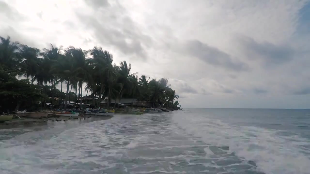 海边天空海浪椰子林延时视频素材