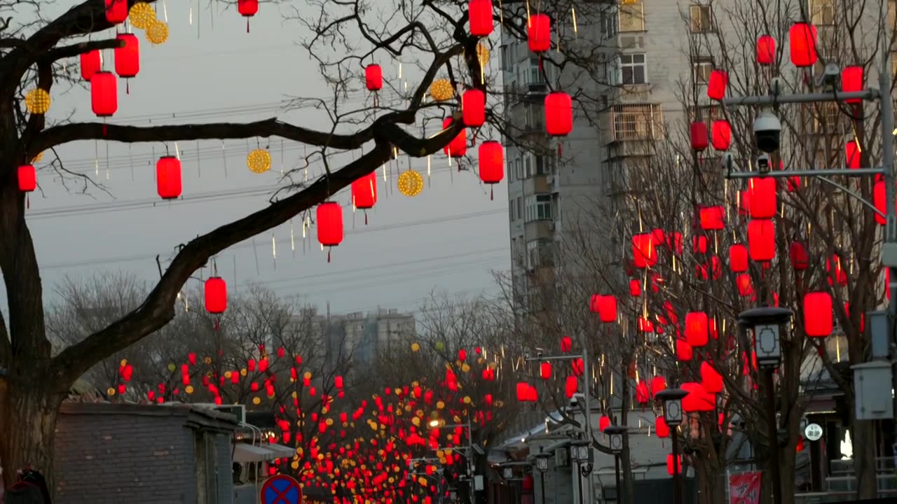 北京石景山模式口过年灯光秀视频素材