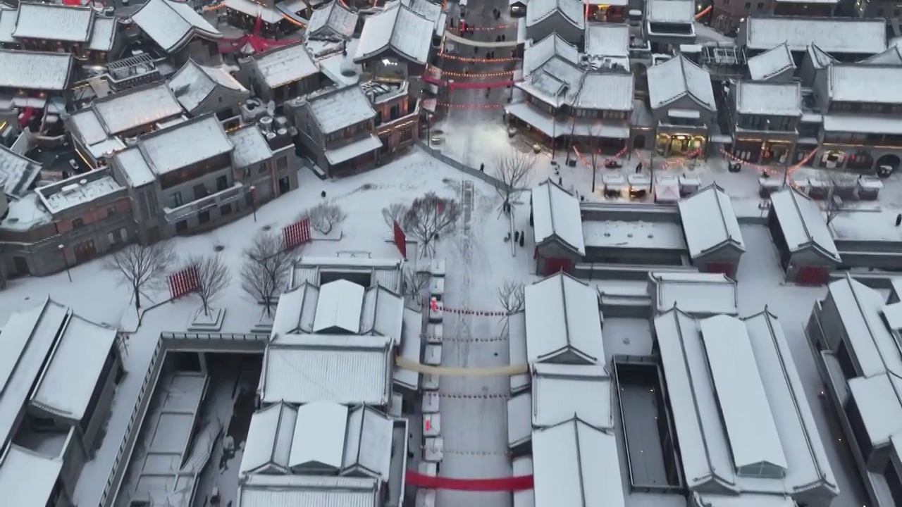 雪后洛阳洛邑古城航拍视频素材