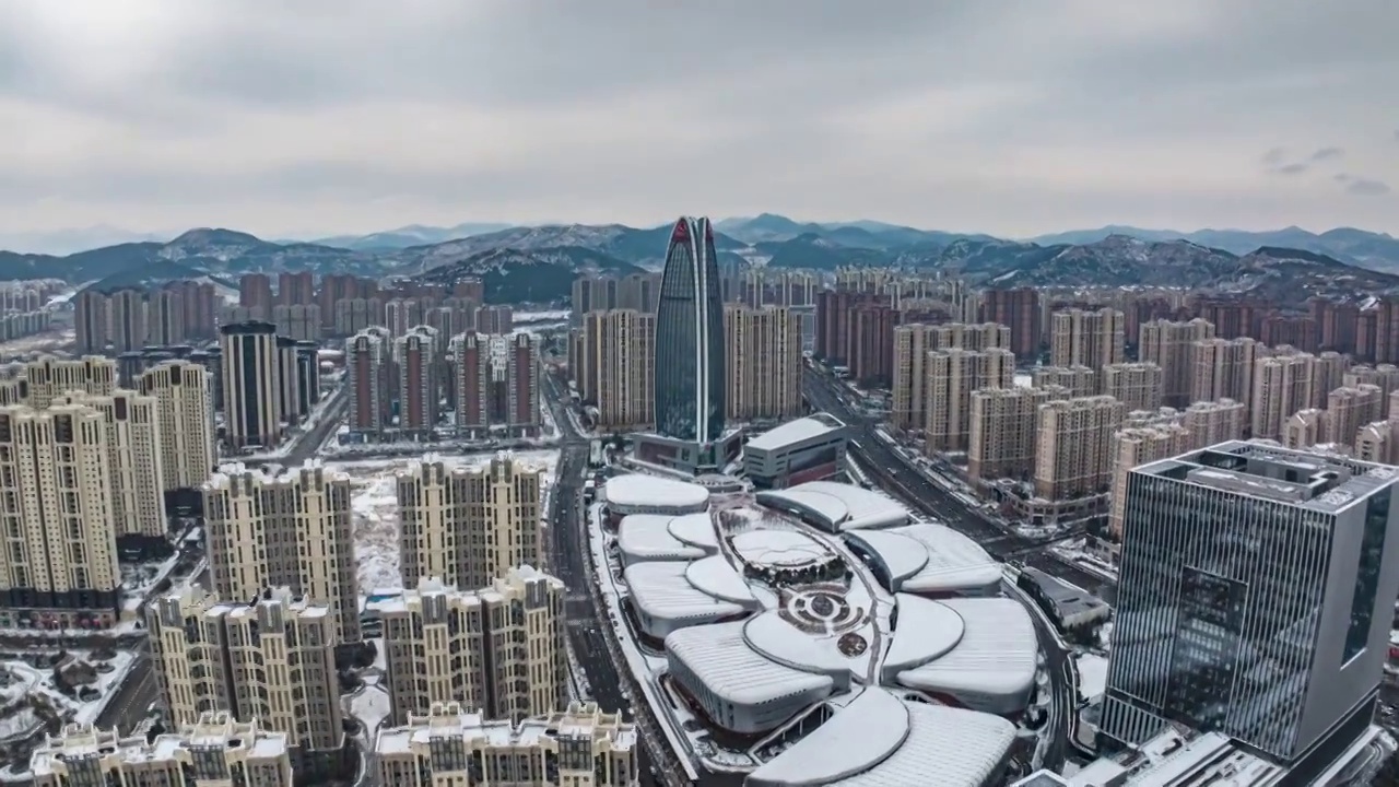 济南中国重汽雪后航拍视频素材