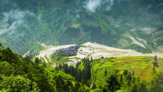 龙脊梯田美景（延时）视频素材