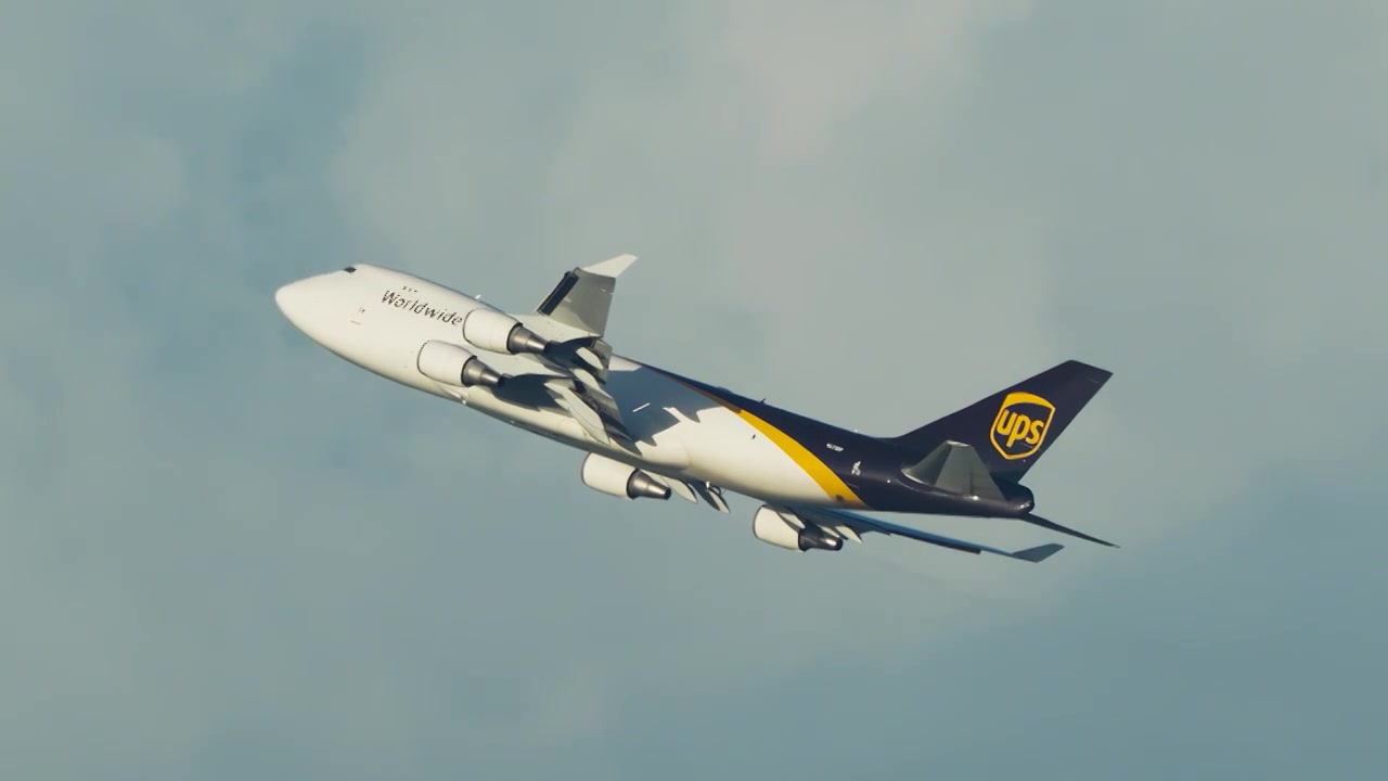 UPS美国联合包裹波音747+马汉空客A340起飞视频素材