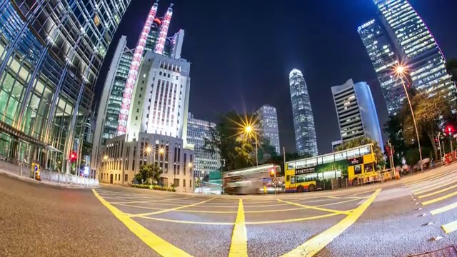 中国香港中环街头夜景视频下载