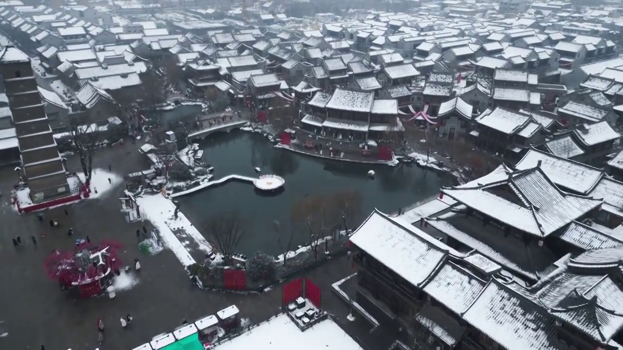 洛阳洛邑古城雪景视频素材