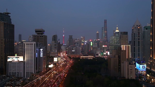 上海城市高架道路夜景视频素材