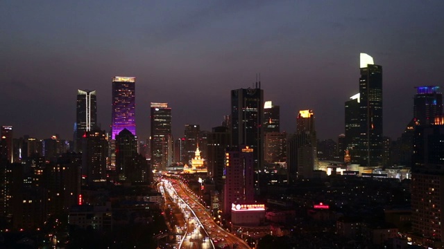 上海城市高架道路夜景视频素材