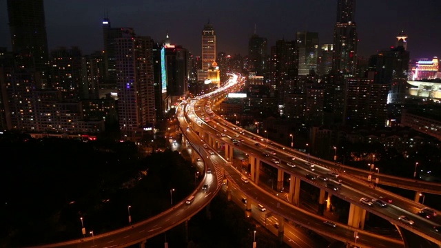 上海城市高架夜景视频素材