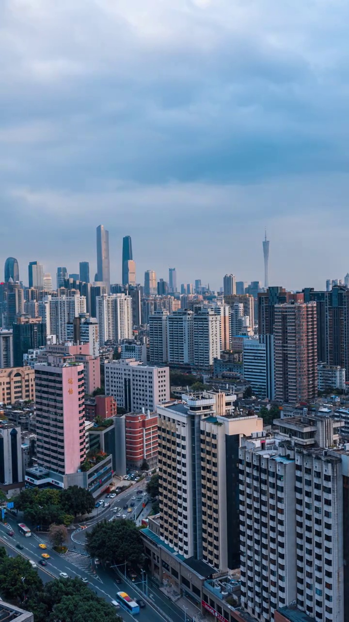 广州地标建筑珠江新城蓝调日落视频素材