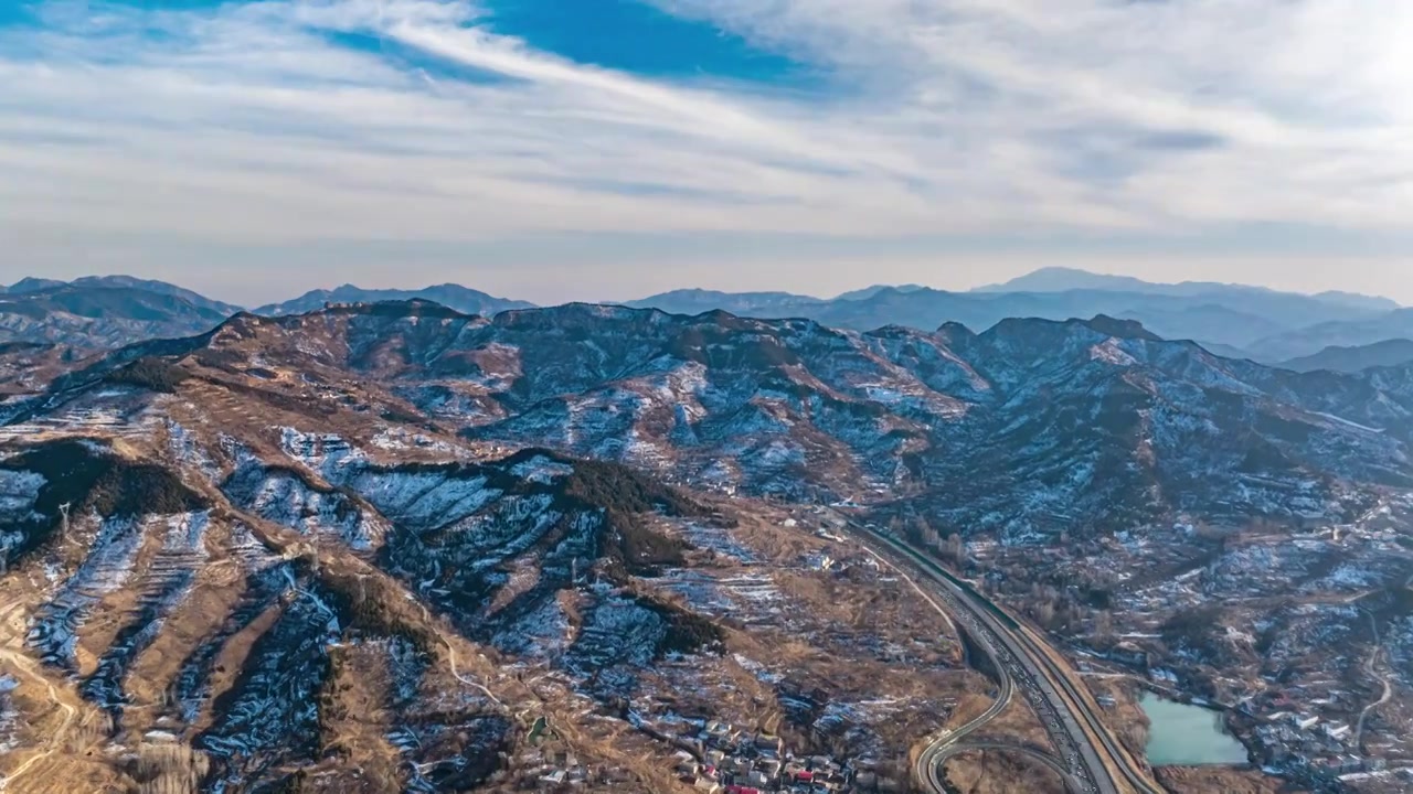 济南南部山区雪后航拍延时视频素材