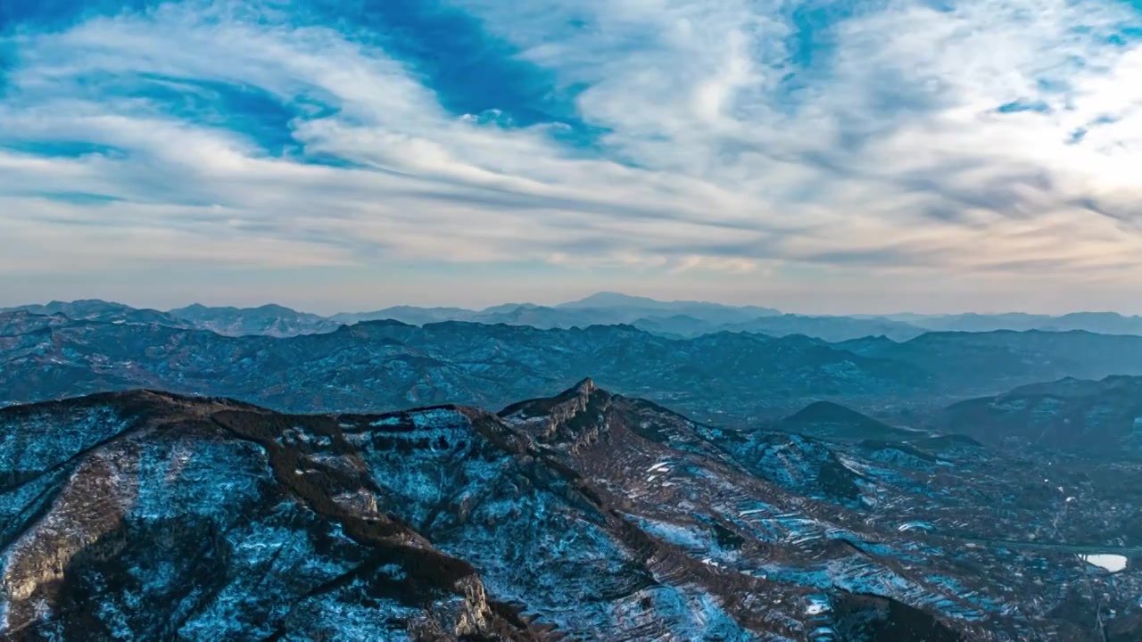 济南南部山区雪后航拍延时视频素材