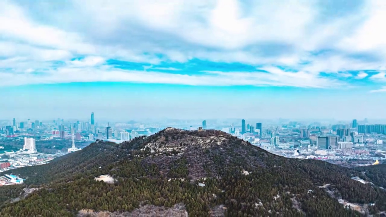 济南千佛山雪后航拍延时视频素材