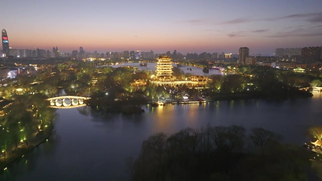 济南大明湖春节夜景视频素材