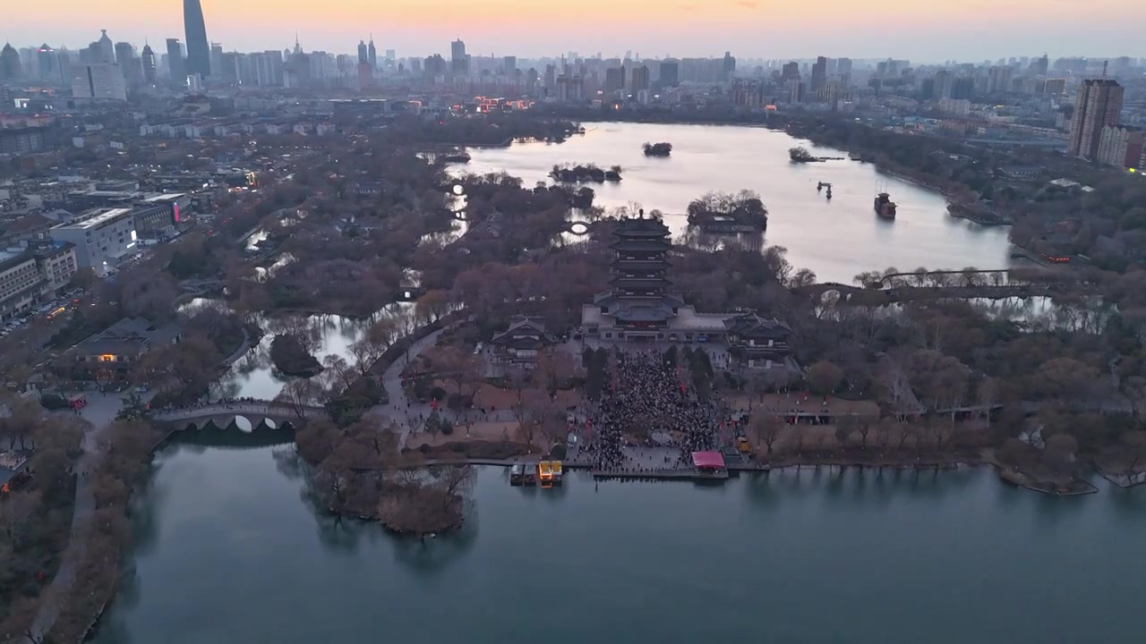 济南大明湖春节夜景视频素材