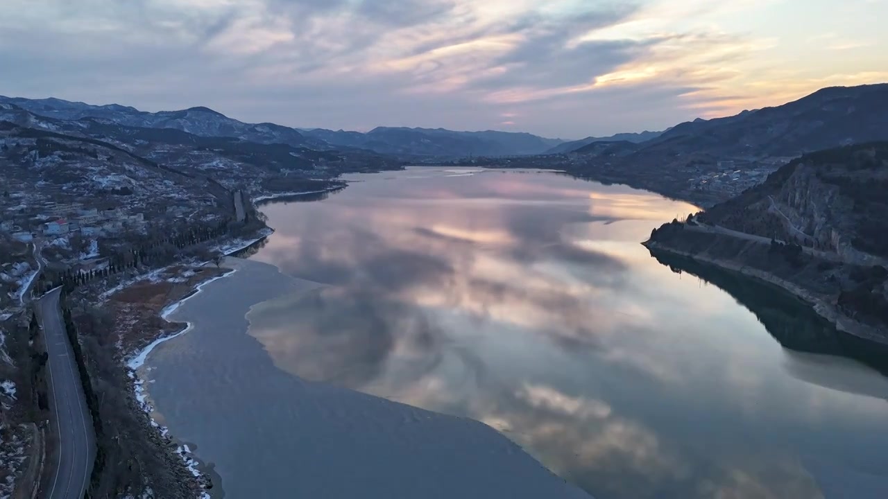 济南锦绣川水库日落晚霞延时摄影视频素材