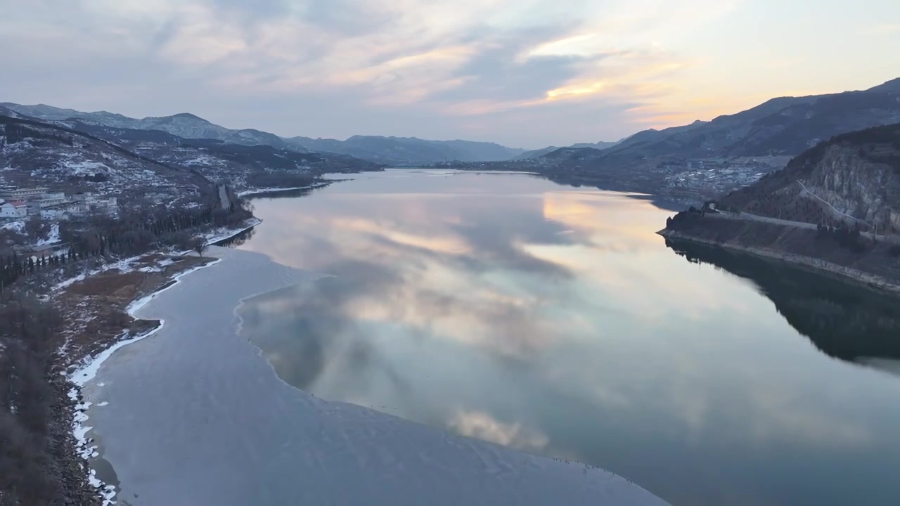 济南锦绣川水库日落晚霞视频素材