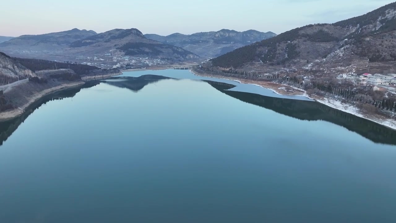 济南锦绣川水库日落晚霞视频素材