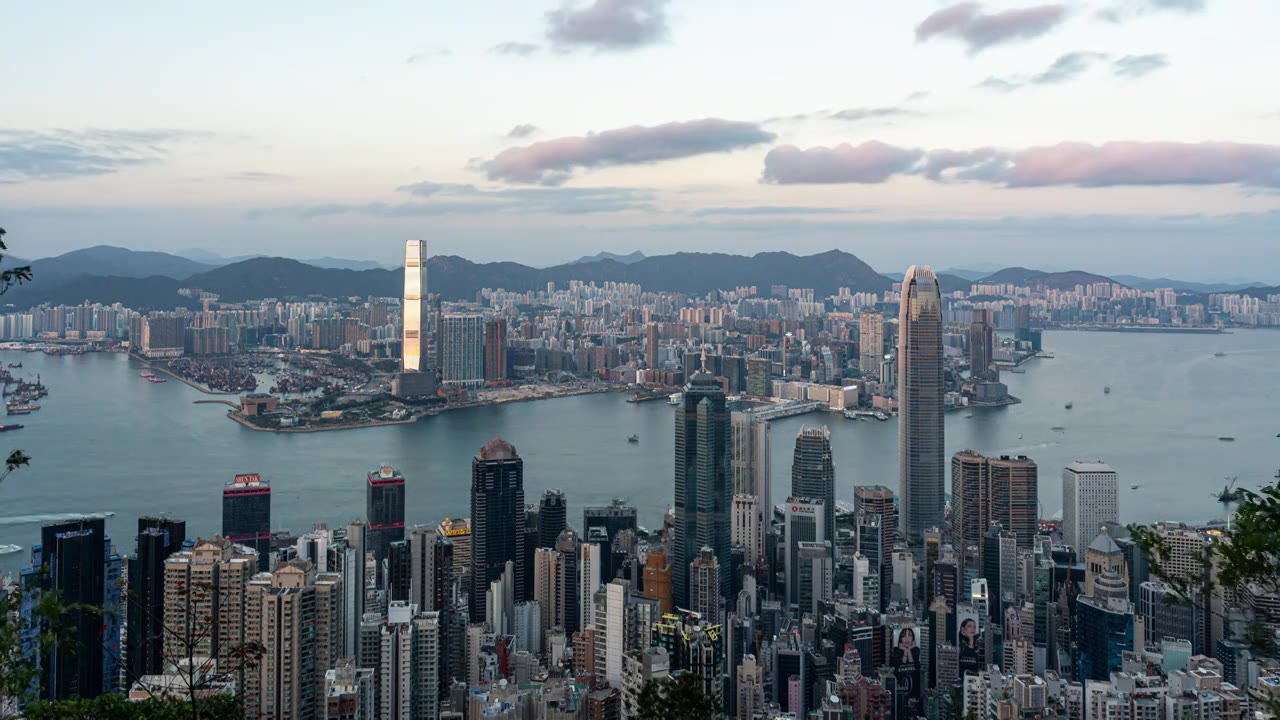 香港太平山卢吉道观景台日转夜视频下载