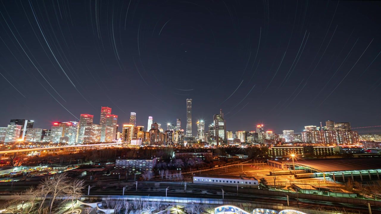 北京国贸CBD建筑群日转夜转星空转日视频素材