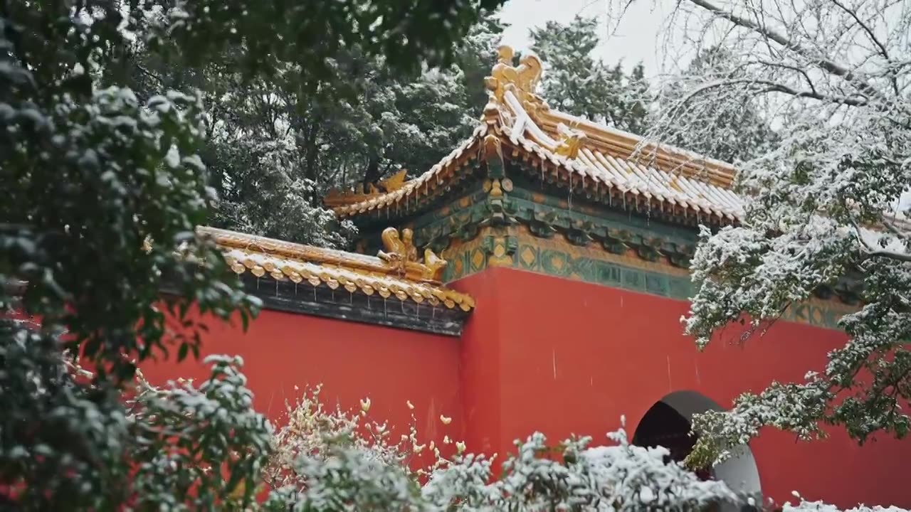 冬天南京明孝陵红门白雪皑皑视频素材