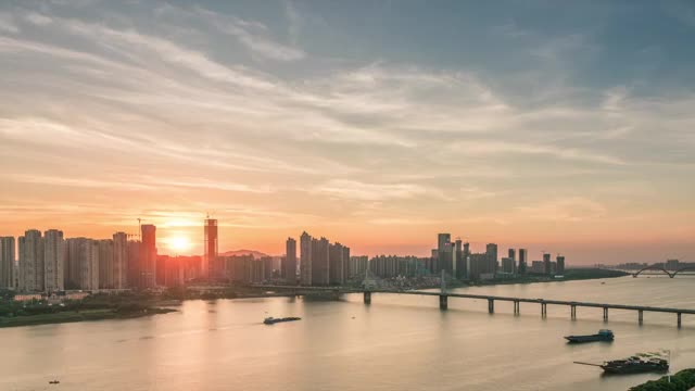 长沙-湘江、银盆岭大桥延时视频素材