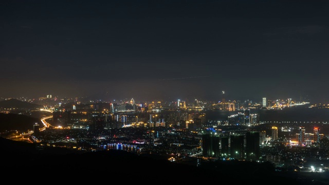 固定镜头 夜晚厦门岛内外城市风光全景视频素材