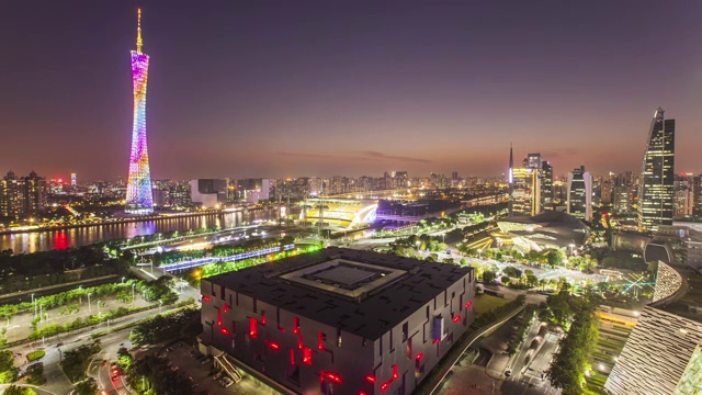 花城广场广州塔美丽夜景视频素材