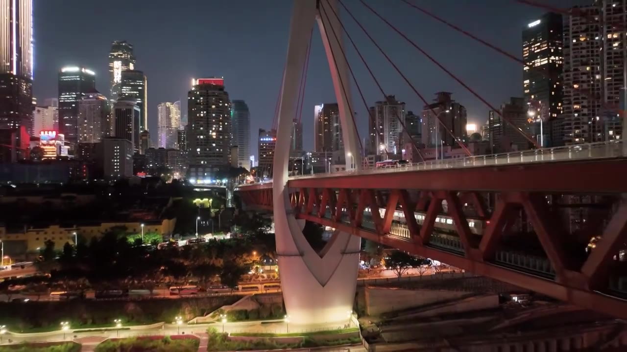 重庆东水门长江大桥夜景视频素材