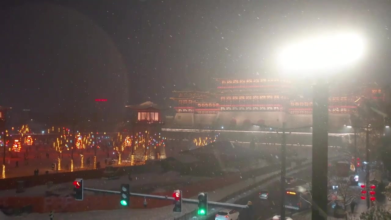 隋唐洛阳城应天门雪景视频素材