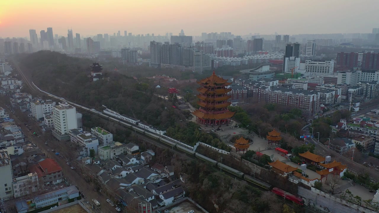 武汉黄鹤楼航拍视频素材