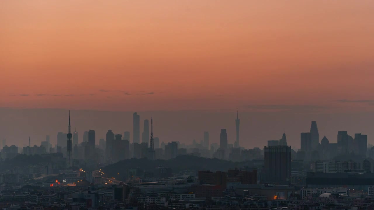 广州地标建筑日出视频素材