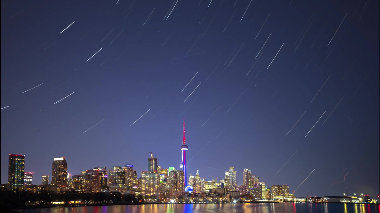 多伦多城市天际线星轨延时视频素材