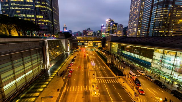 中国香港中环交通枢纽夜景视频素材