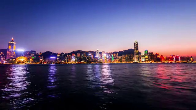 中国香港维多利亚港夜景视频素材