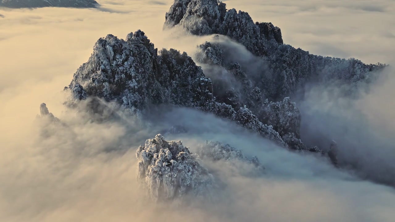 黄山冬雪云瀑视频下载