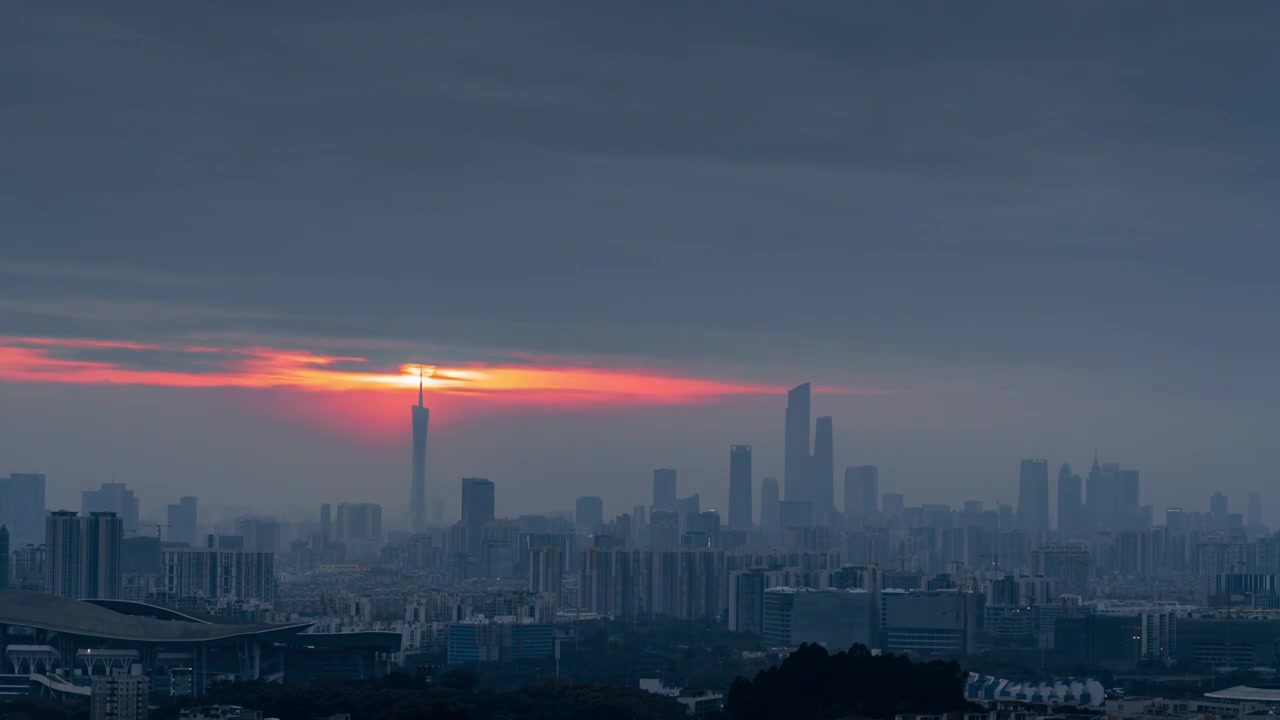 广州地标建筑日落视频素材