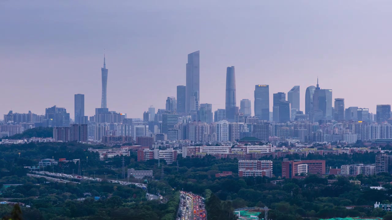 广州城市日落时间间隔视频素材