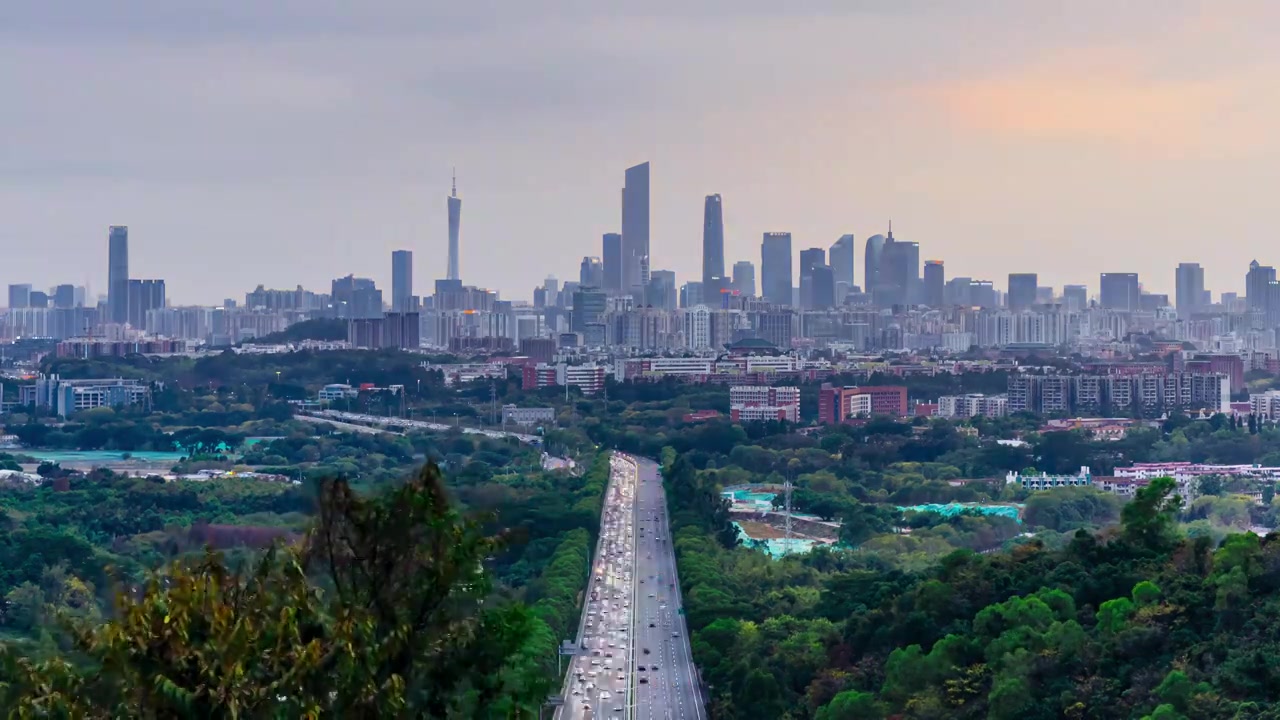 广州城市日落时间间隔视频素材