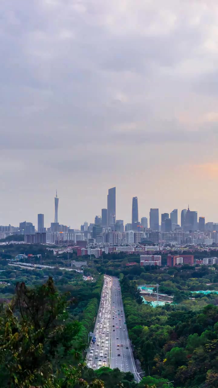 广州城市日落时间间隔视频素材