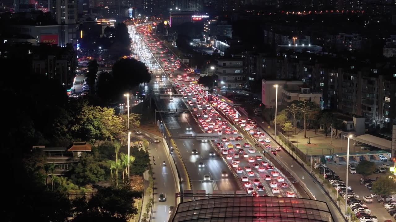 广州晚高峰城市道路交通视频素材