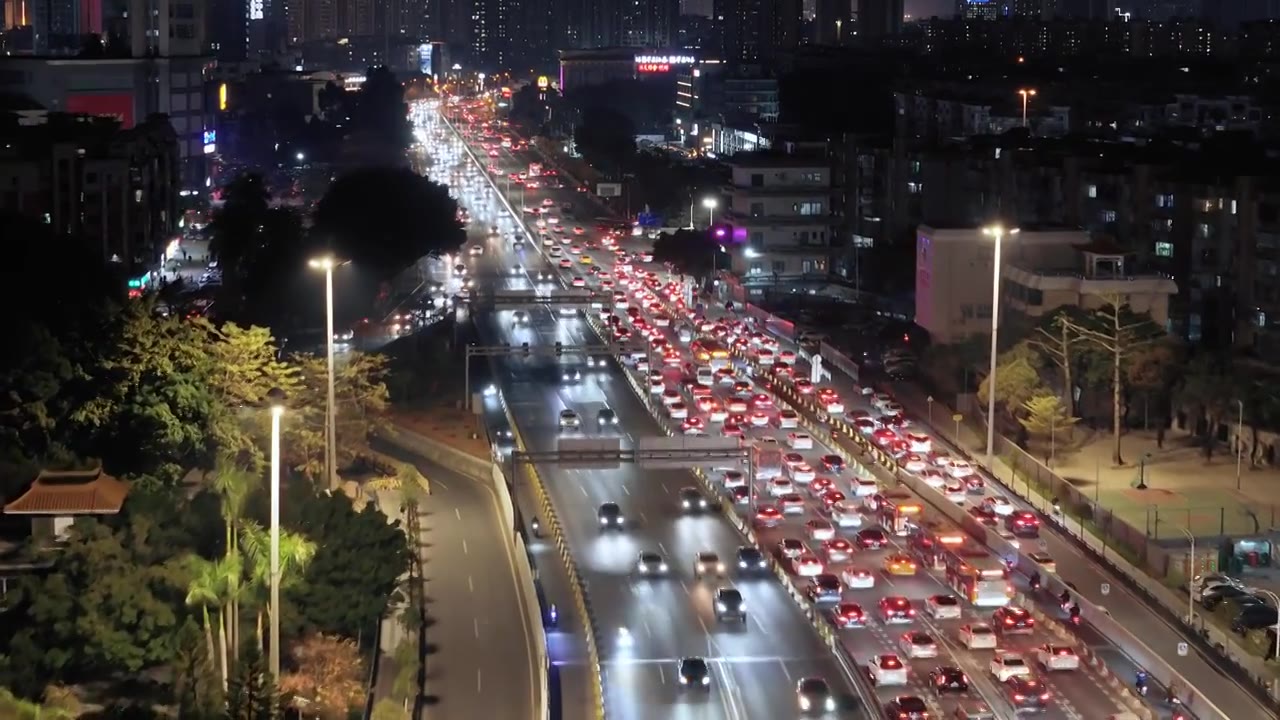 广州晚高峰城市道路交通视频素材