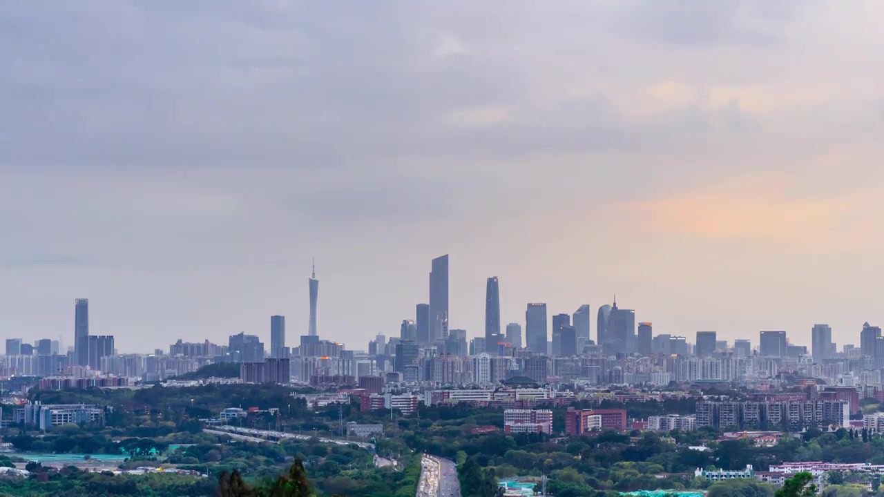 广州城市日落时间间隔视频素材