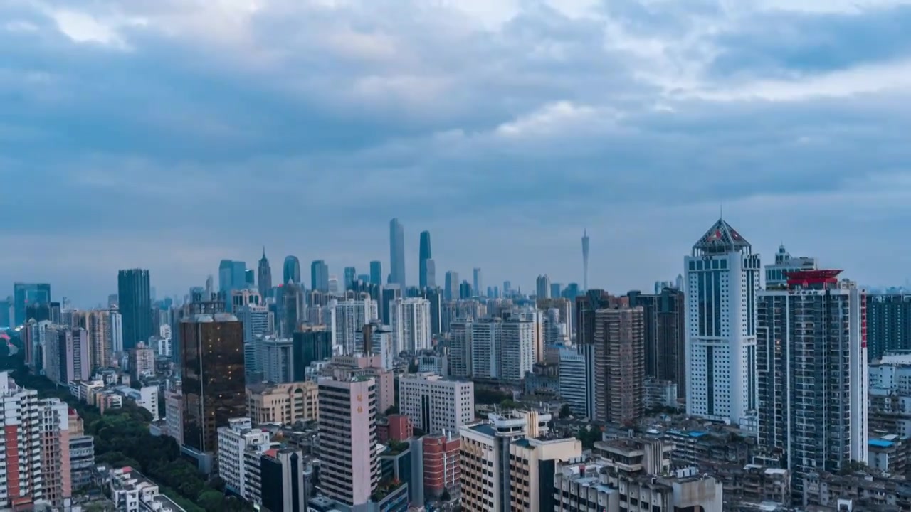 广州地标建筑蓝调日落视频素材