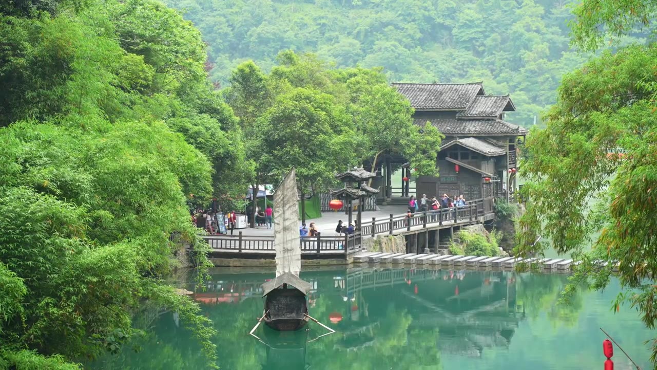 湖北宜昌旅游长江5A级三峡人家景区自然风景视频素材