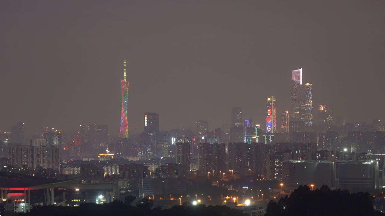 广州地标建筑夜景视频素材